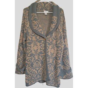 Soft Surroundings S 1-Button Oversized Shawl Collar Long Raglan Sleeve Cardigan